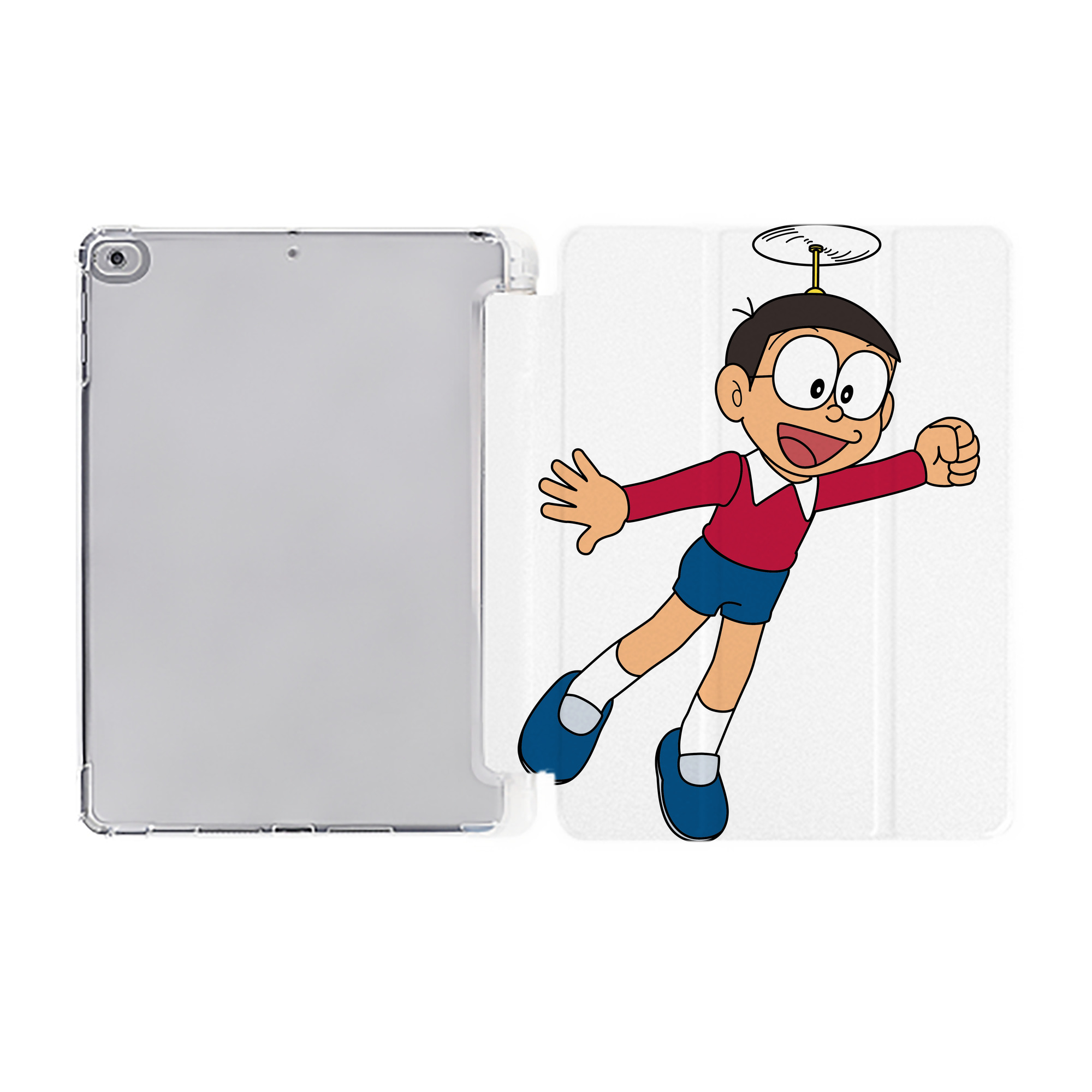 （画像用） ドラえもん 野比 のび太 Doraemon Nobita Nobi IPad ケース ペン収納付き 三つ折りスタンド PUレザー×シリコン 対応機種9.5/10.5/10.9インチ